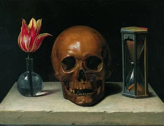 Stilleven met een schedel, vanitas schilderij